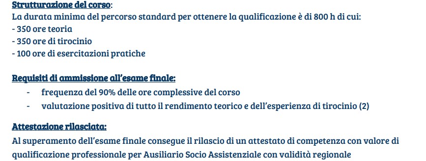CORSO DI AUSILIARIO SOCIO ASSISTENZIALE (800 h)